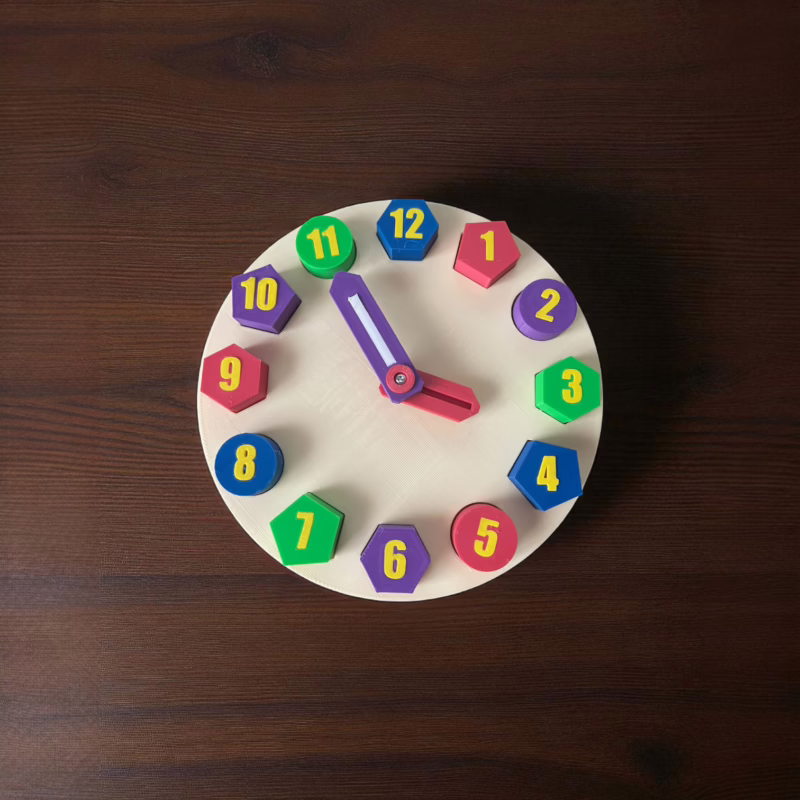 Montessori Öğretici Saat Sayı ve Şekil Yapbozu
